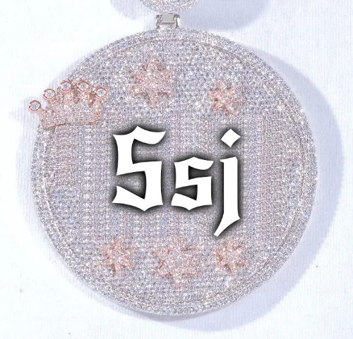 CUSTOM LETTER NECKLACE 3D BIG CROWN DISC sold by The GUU Shop