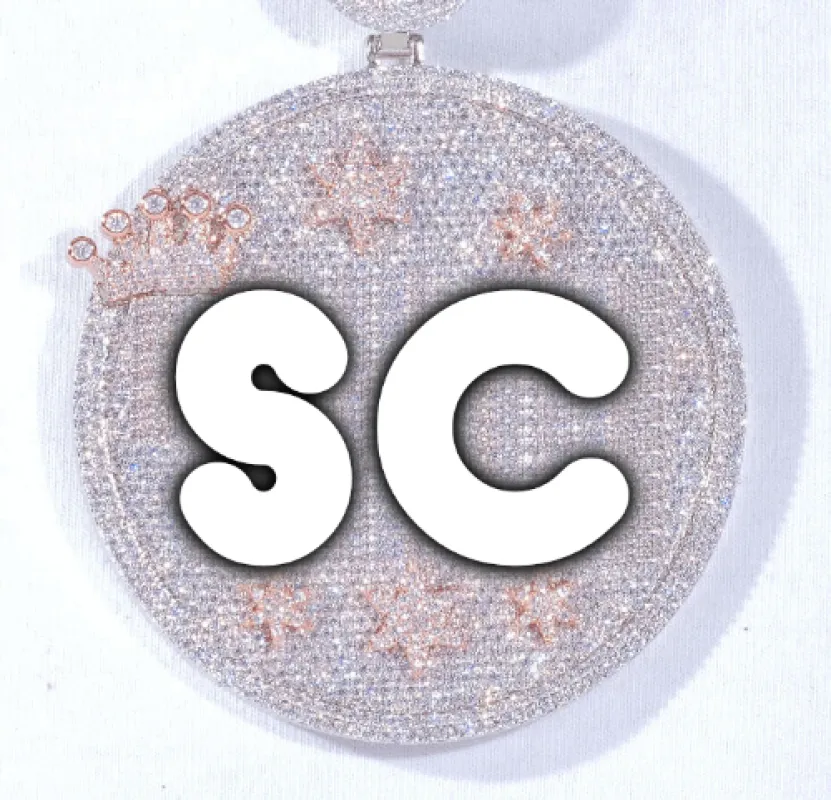 CUSTOM LETTER NECKLACE 3D BIG CROWN DISC made by The GUU Shop