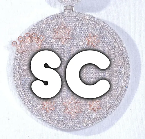 CUSTOM LETTER NECKLACE 3D BIG CROWN DISC sold by The GUU Shop