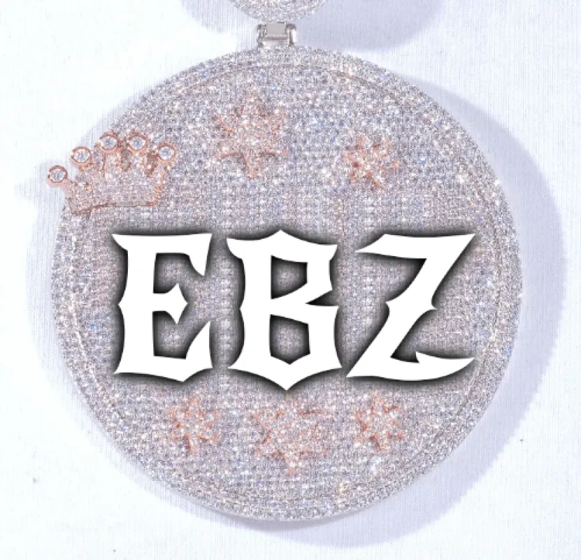 CUSTOM LETTER NECKLACE 3D BIG CROWN DISC sold by The GUU Shop