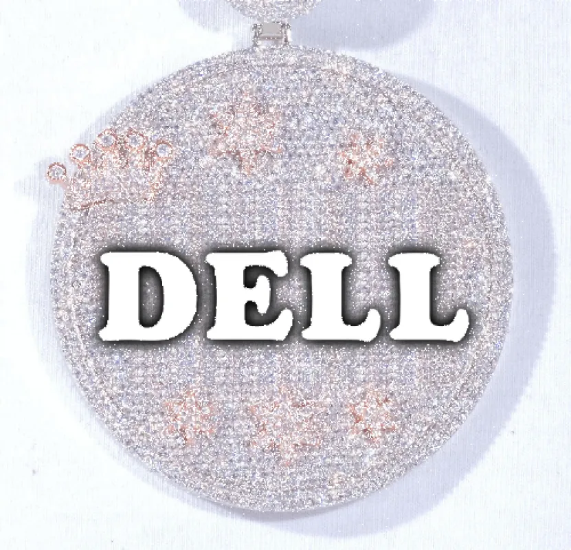 CUSTOM LETTER NECKLACE 3D BIG CROWN DISC sold by The GUU Shop