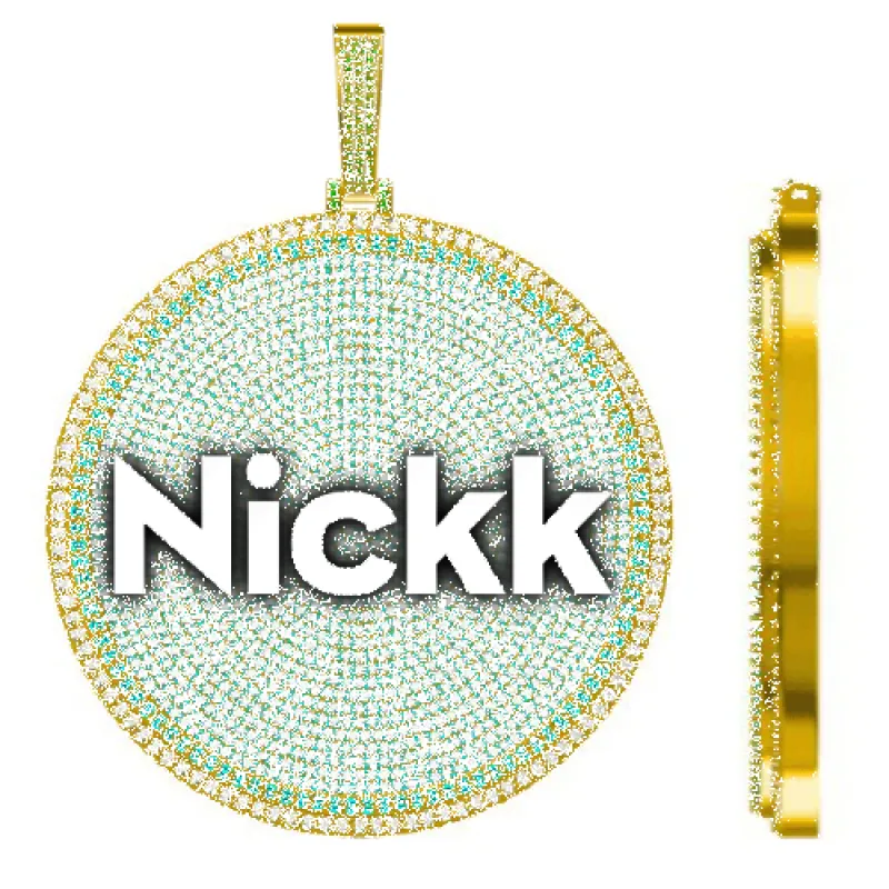 CUSTOM LETTER NECKLACE 3D BIG DISC sold by The GUU Shop