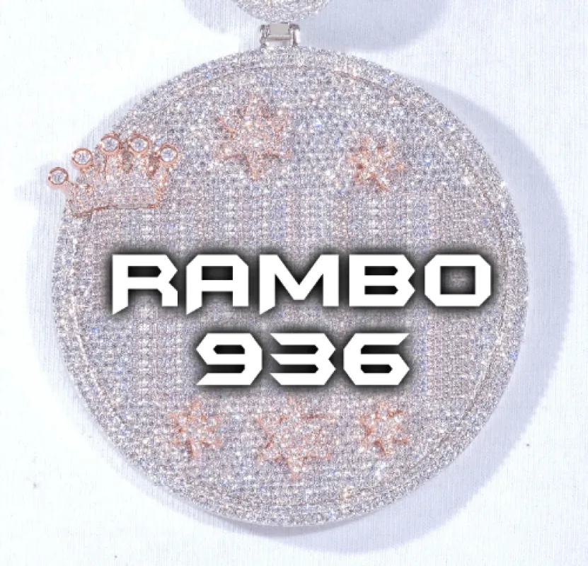 CUSTOM LETTER NECKLACE 3D BIG CROWN DISC sold by The GUU Shop