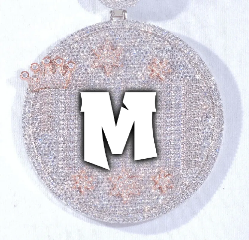 CUSTOM LETTER NECKLACE 3D BIG CROWN DISC made by The GUU Shop