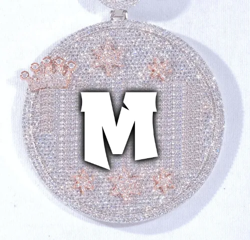 CUSTOM LETTER NECKLACE 3D BIG CROWN DISC sold by The GUU Shop