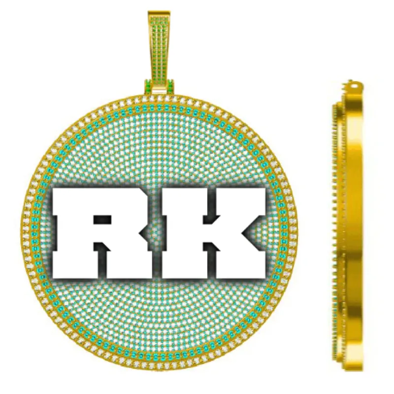 CUSTOM LETTER NECKLACE 3D BIG DISC sold by The GUU Shop