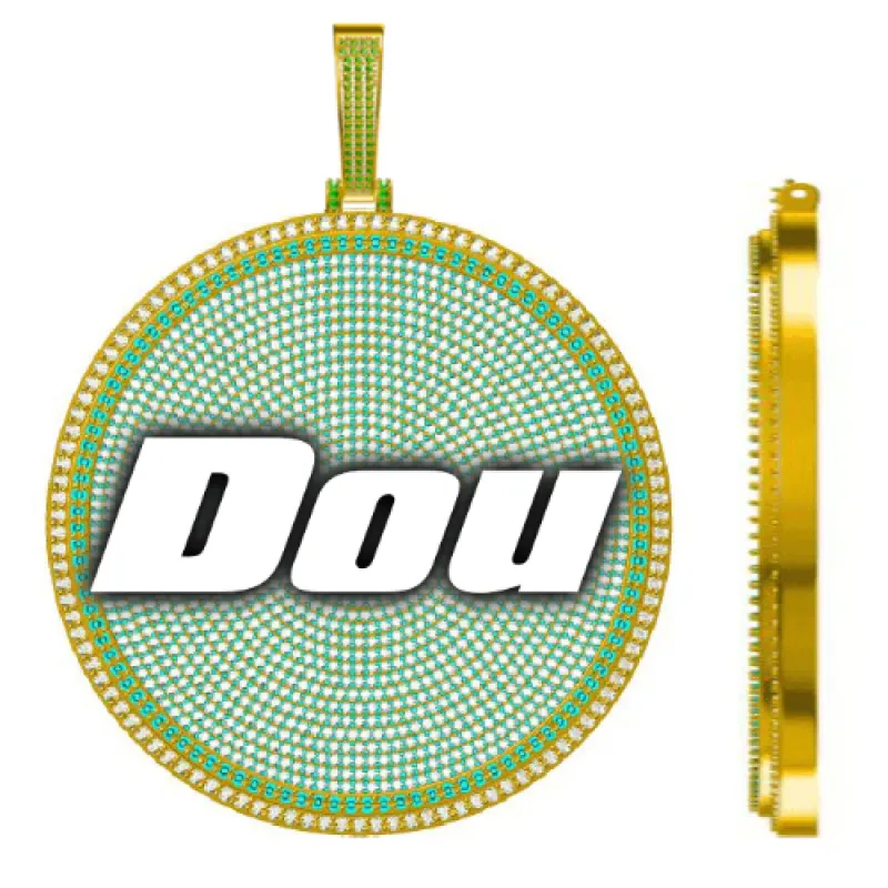 CUSTOM LETTER NECKLACE 3D BIG DISC sold by The GUU Shop