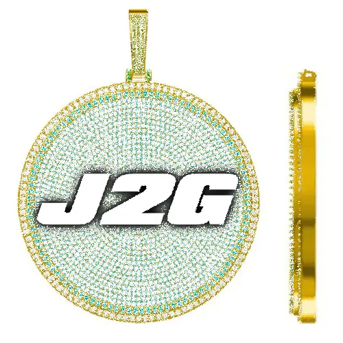 CUSTOM LETTER NECKLACE 3D BIG DISC sold by The GUU Shop