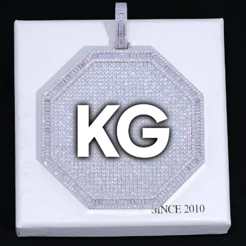 CUSTOM LETTER NECKLACE 3D BIG OCTAGON sold by The GUU Shop
