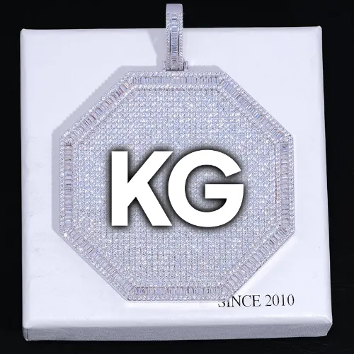 CUSTOM LETTER NECKLACE 3D BIG OCTAGON sold by The GUU Shop