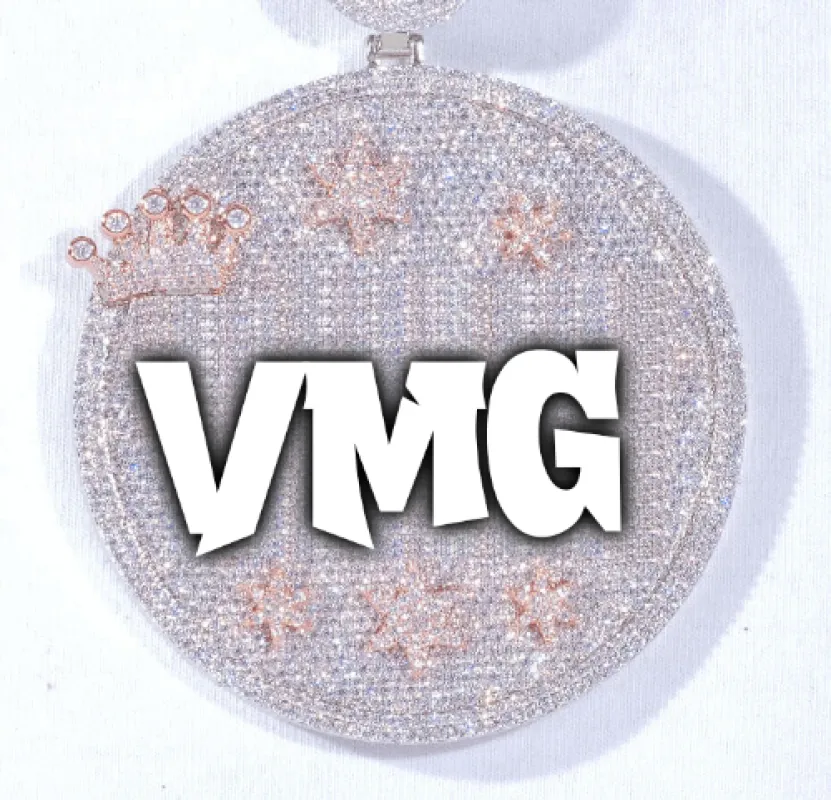 CUSTOM LETTER NECKLACE 3D BIG CROWN DISC made by The GUU Shop