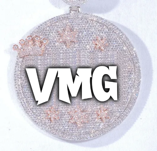 CUSTOM LETTER NECKLACE 3D BIG CROWN DISC sold by The GUU Shop