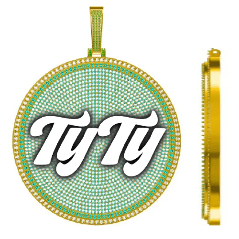 CUSTOM LETTER NECKLACE 3D BIG DISC sold by The GUU Shop