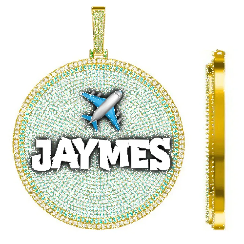 CUSTOM LETTER NECKLACE 3D BIG DISC sold by The GUU Shop