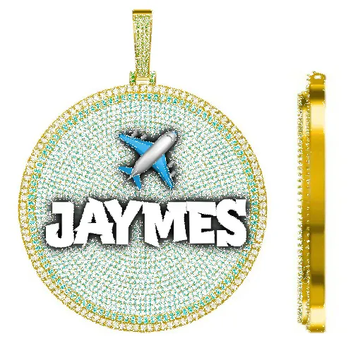 CUSTOM LETTER NECKLACE 3D BIG DISC sold by The GUU Shop