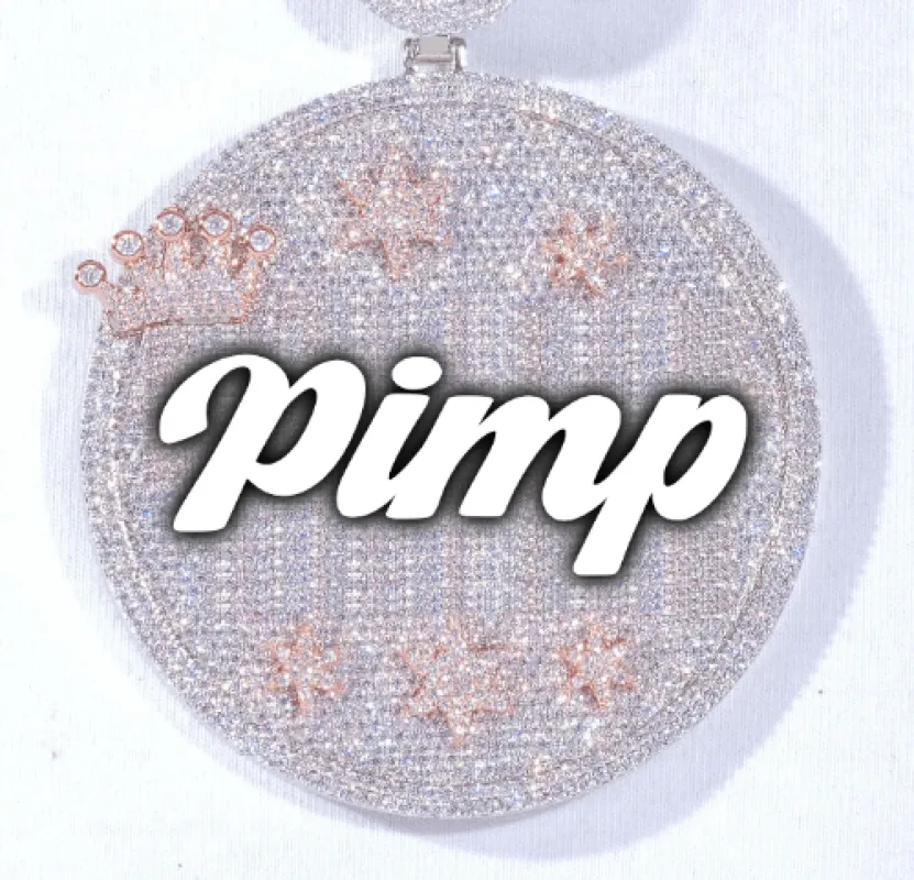 CUSTOM LETTER NECKLACE 3D BIG CROWN DISC made by The GUU Shop