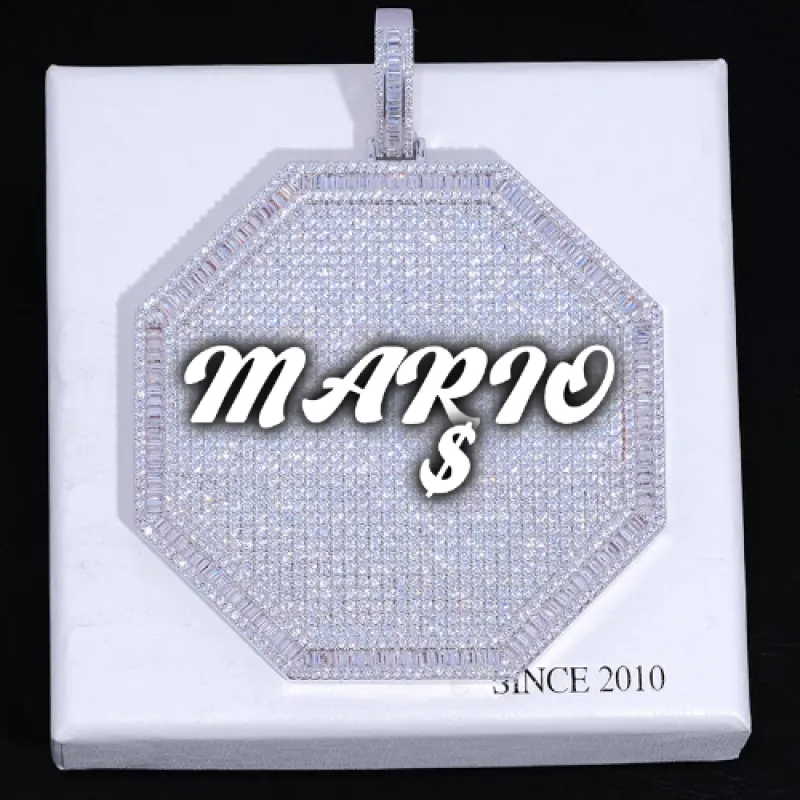 CUSTOM LETTER NECKLACE 3D BIG OCTAGON sold by The GUU Shop