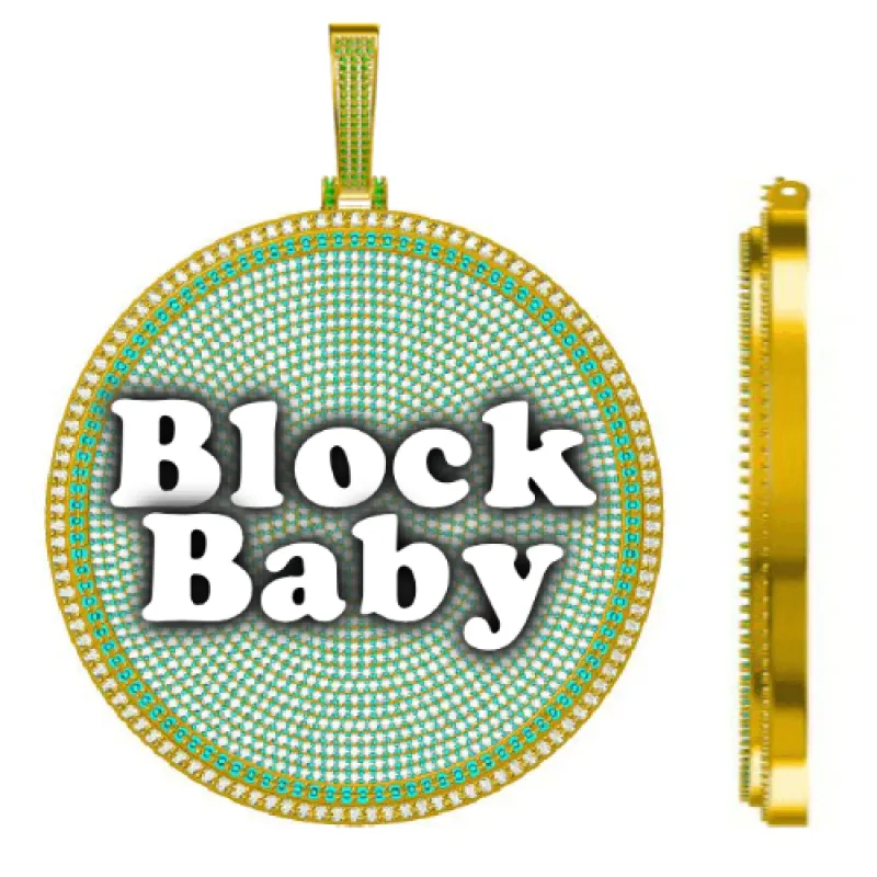 CUSTOM LETTER NECKLACE 3D BIG DISC sold by The GUU Shop