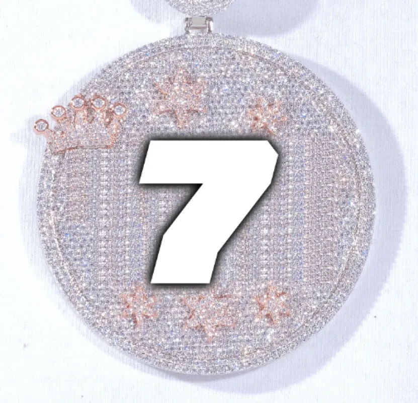 CUSTOM LETTER NECKLACE 3D BIG CROWN DISC sold by The GUU Shop