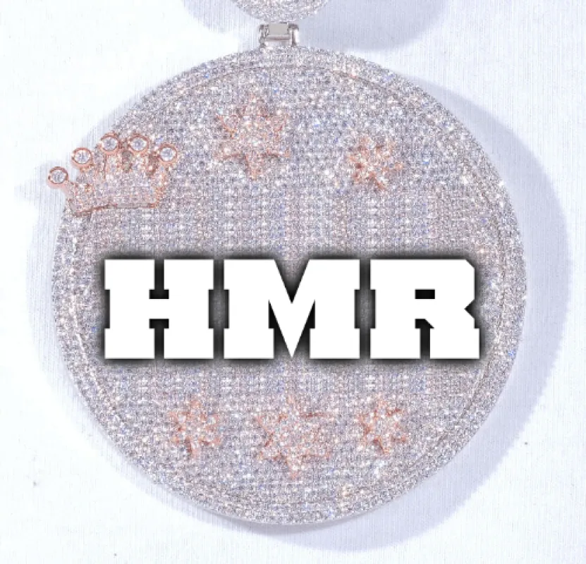 CUSTOM LETTER NECKLACE 3D BIG CROWN DISC sold by The GUU Shop