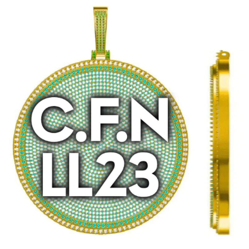 CUSTOM LETTER NECKLACE 3D BIG DISC sold by The GUU Shop