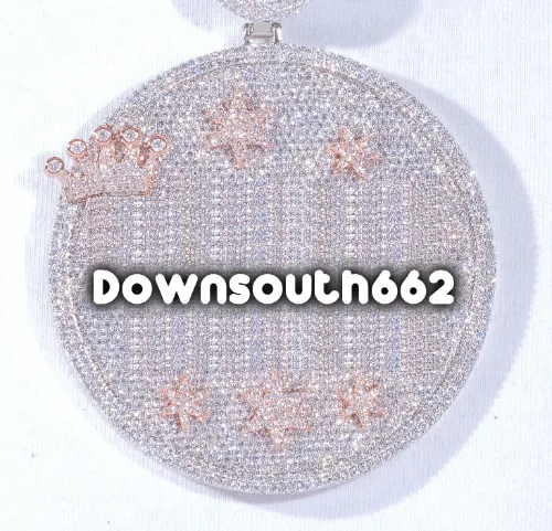 CUSTOM LETTER NECKLACE 3D BIG CROWN DISC sold by The GUU Shop