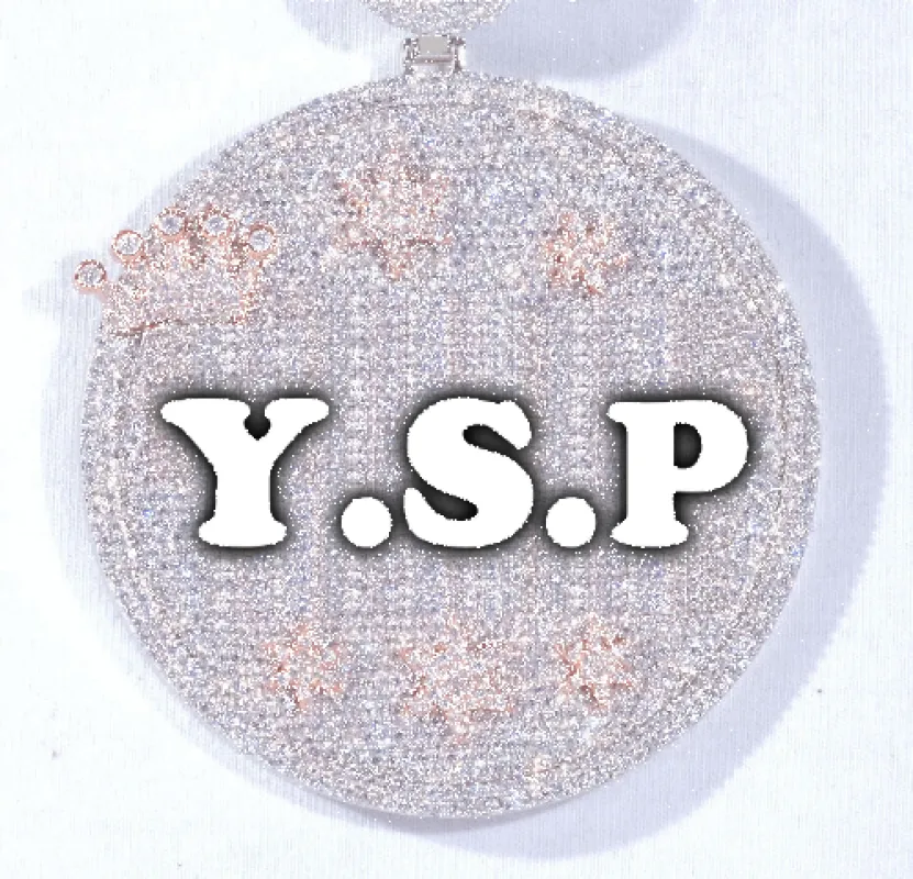 CUSTOM LETTER NECKLACE 3D BIG CROWN DISC made by The GUU Shop