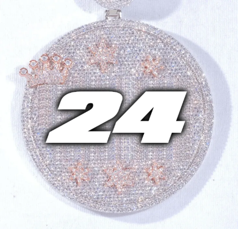 CUSTOM LETTER NECKLACE 3D BIG CROWN DISC sold by The GUU Shop