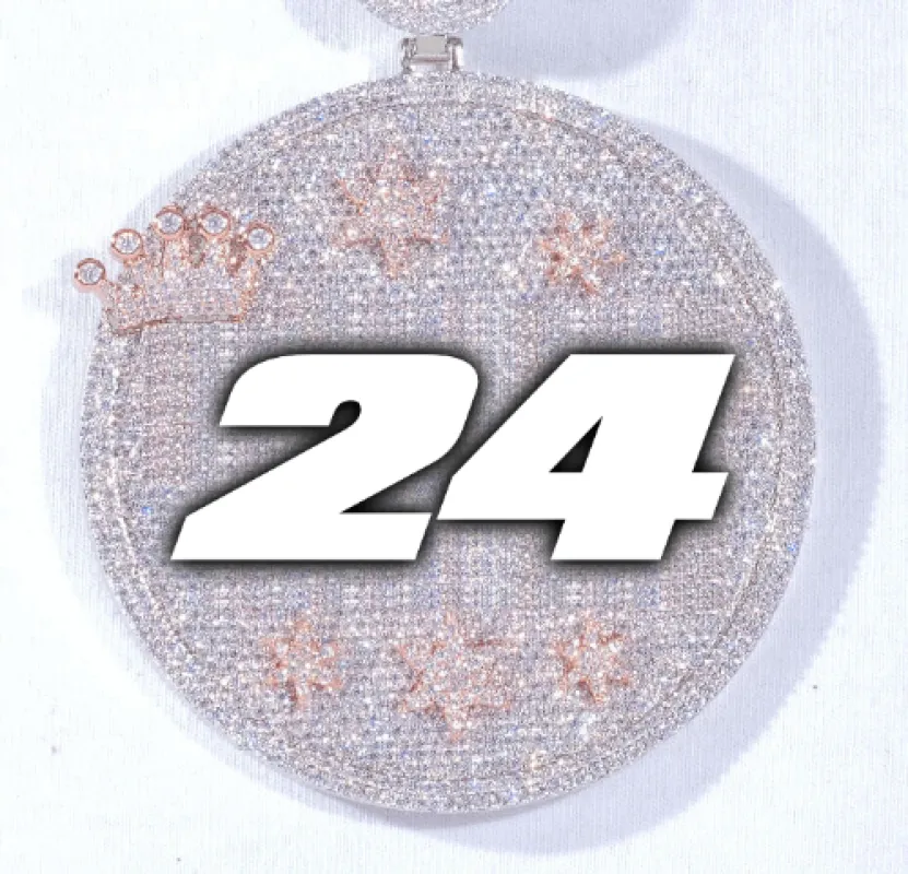 CUSTOM LETTER NECKLACE 3D BIG CROWN DISC sold by The GUU Shop