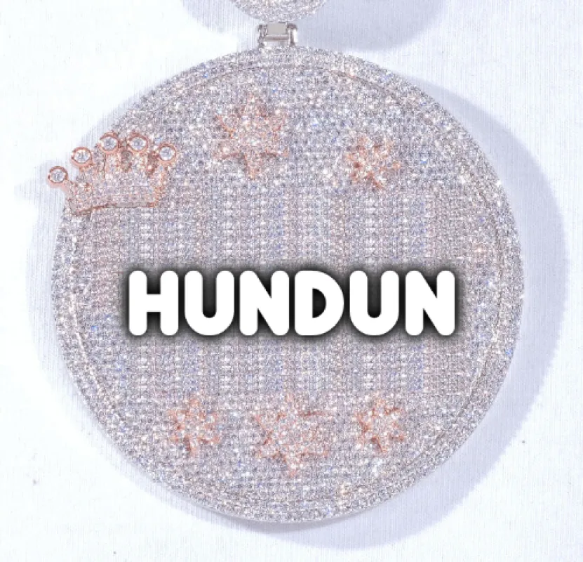 CUSTOM LETTER NECKLACE 3D BIG CROWN DISC sold by The GUU Shop