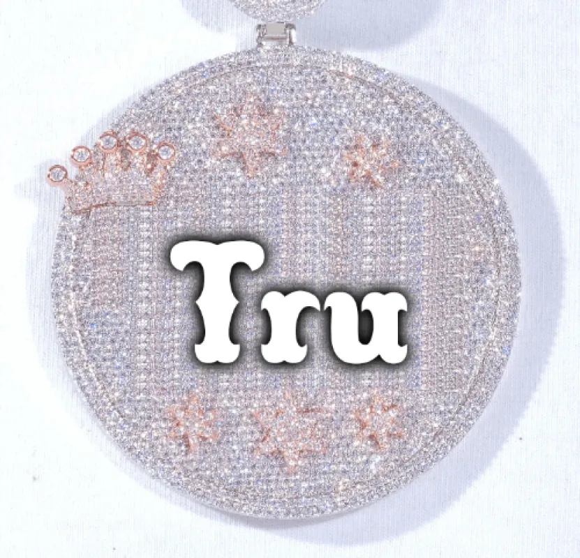 CUSTOM LETTER NECKLACE 3D BIG CROWN DISC sold by The GUU Shop