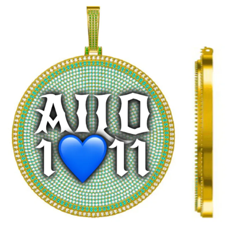 CUSTOM LETTER NECKLACE 3D BIG DISC made by The GUU Shop