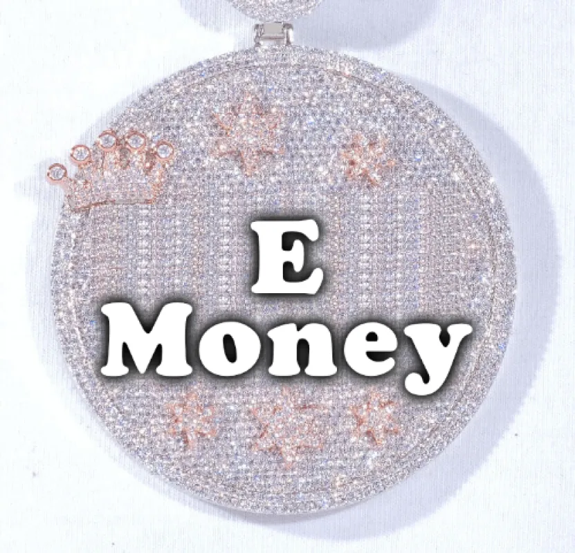 CUSTOM LETTER NECKLACE 3D BIG CROWN DISC sold by The GUU Shop