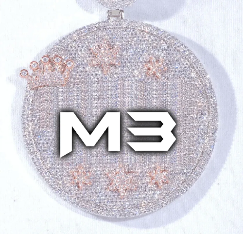 CUSTOM LETTER NECKLACE 3D BIG CROWN DISC sold by The GUU Shop