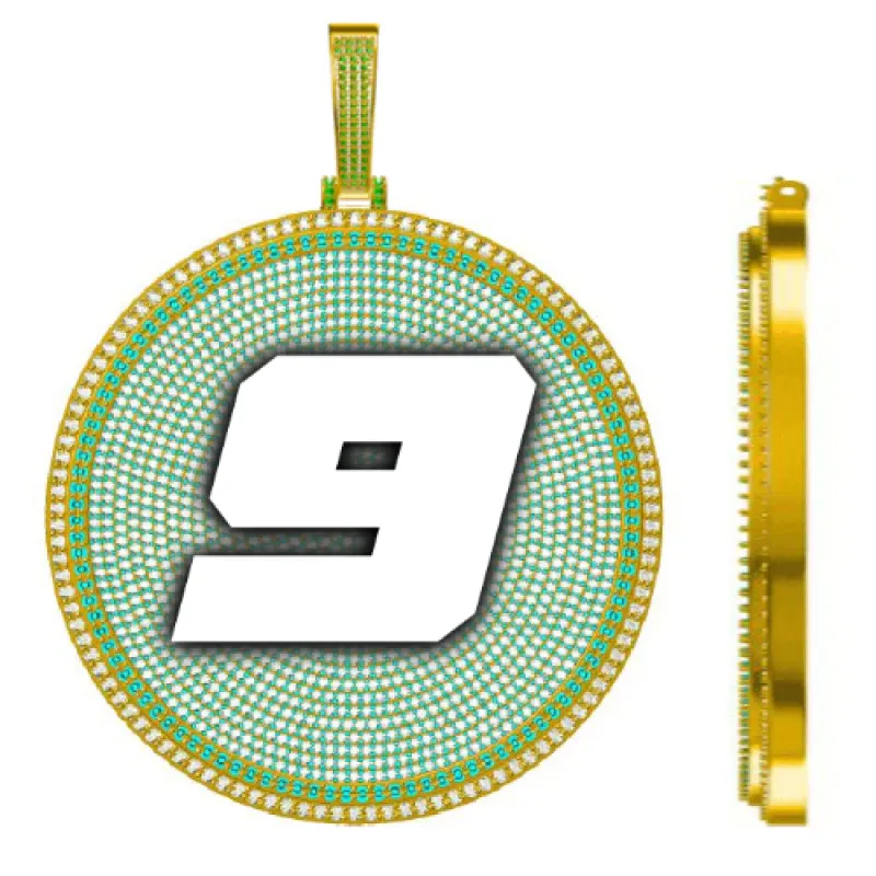 CUSTOM LETTER NECKLACE 3D BIG DISC made by The GUU Shop