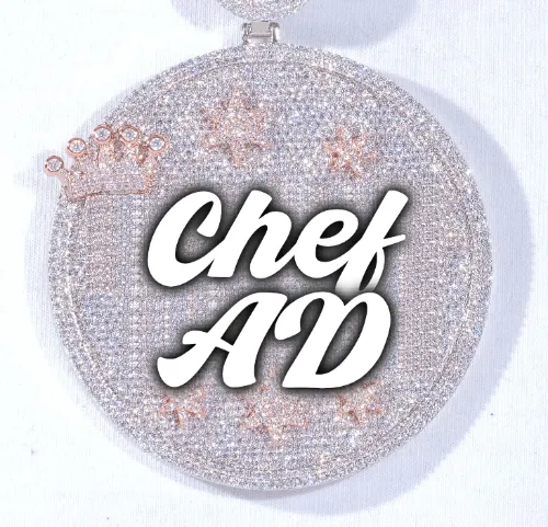 CUSTOM LETTER NECKLACE 3D BIG CROWN DISC sold by The GUU Shop