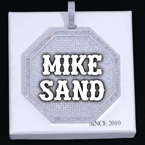 CUSTOM LETTER NECKLACE 3D BIG OCTAGON sold by The GUU Shop