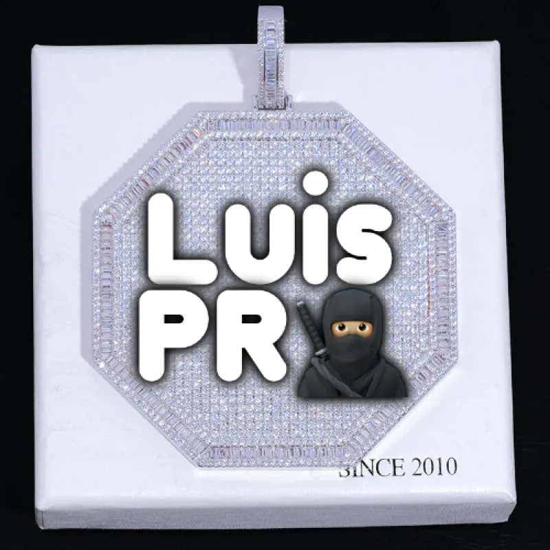 CUSTOM LETTER NECKLACE 3D BIG OCTAGON sold by The GUU Shop