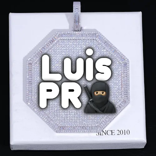 CUSTOM LETTER NECKLACE 3D BIG OCTAGON sold by The GUU Shop