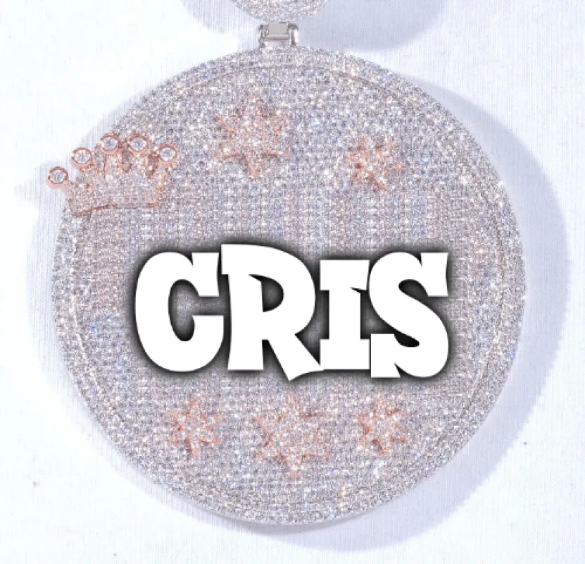 CUSTOM LETTER NECKLACE 3D BIG CROWN DISC made by The GUU Shop