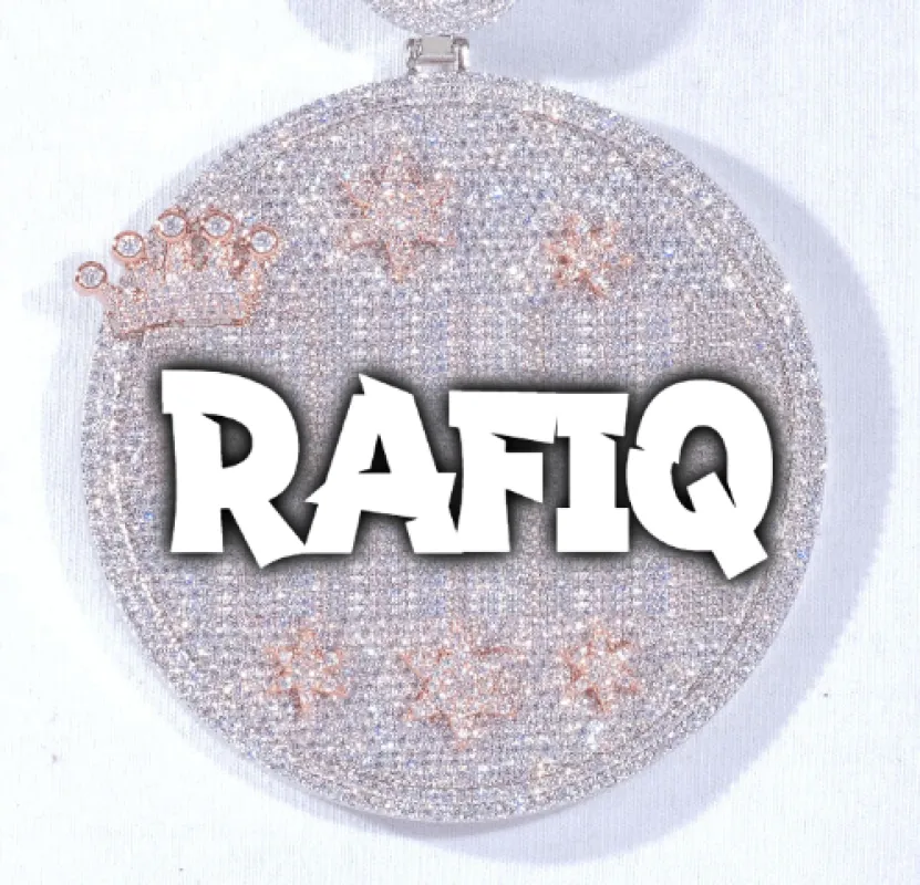 CUSTOM LETTER NECKLACE 3D BIG CROWN DISC sold by The GUU Shop