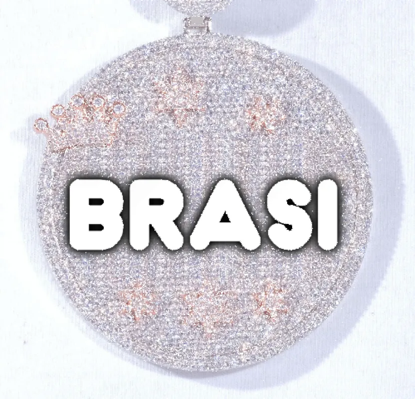 CUSTOM LETTER NECKLACE 3D BIG CROWN DISC sold by The GUU Shop