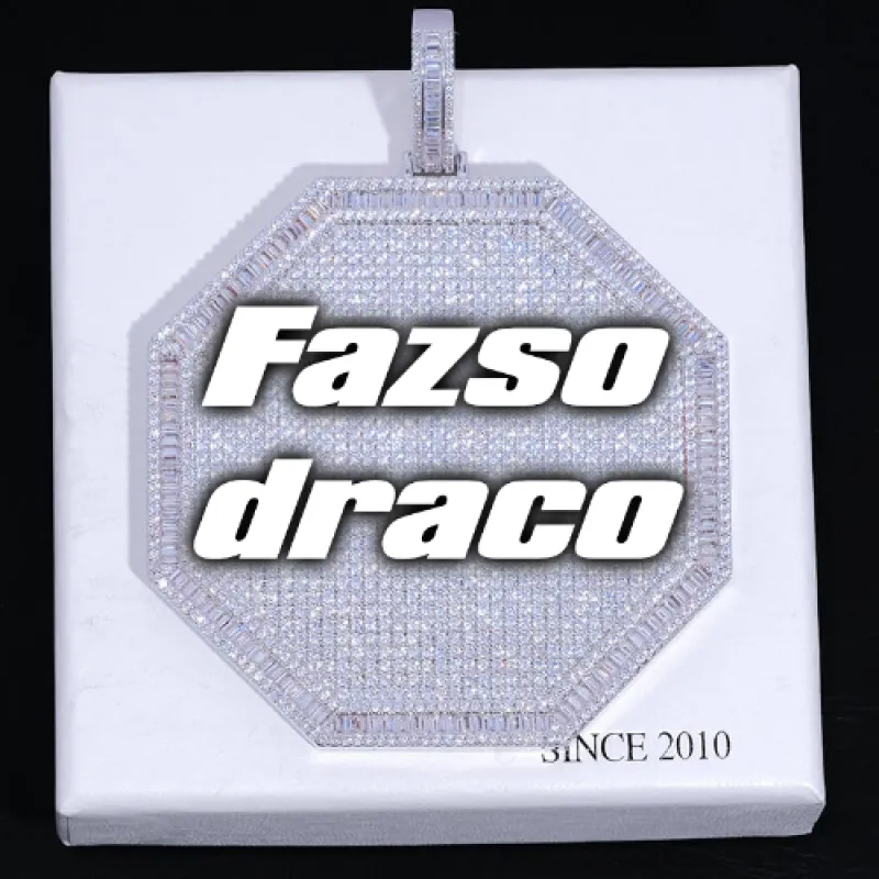 CUSTOM LETTER NECKLACE 3D BIG OCTAGON sold by The GUU Shop