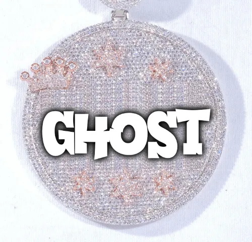 CUSTOM LETTER NECKLACE 3D BIG CROWN DISC sold by The GUU Shop