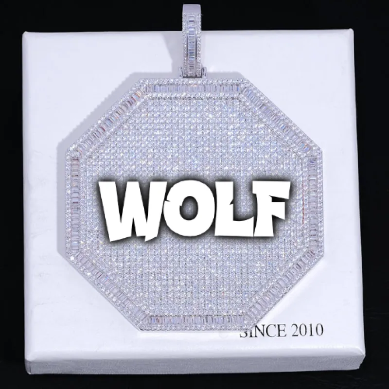 CUSTOM LETTER NECKLACE 3D BIG OCTAGON made by The GUU Shop