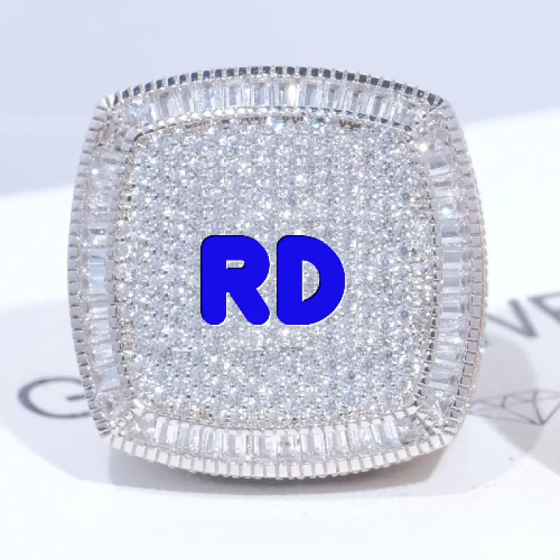 CUSTOM LETTER 3D ICED RING sold by The GUU Shop