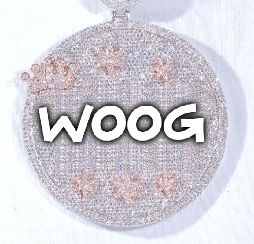 CUSTOM LETTER NECKLACE 3D BIG CROWN DISC made by The GUU Shop