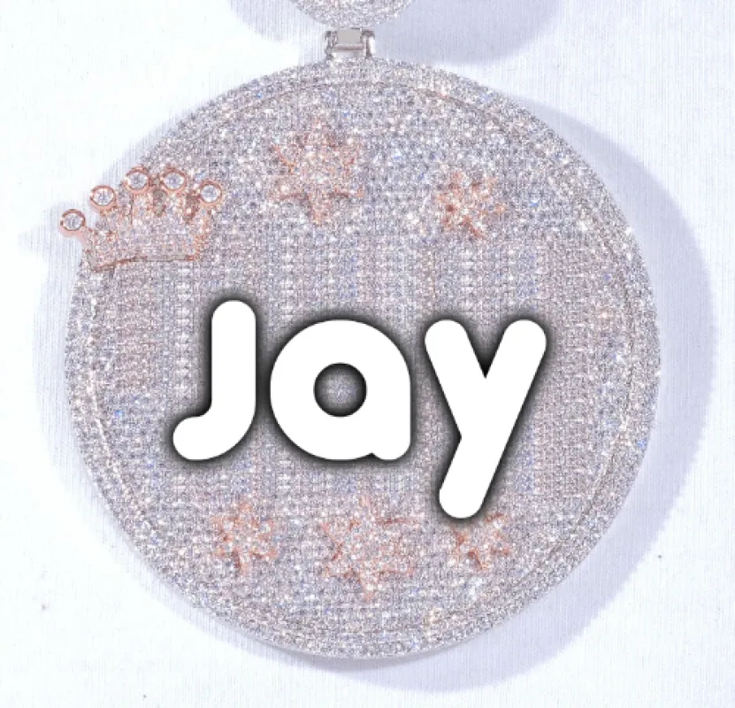 CUSTOM LETTER NECKLACE 3D BIG CROWN DISC made by The GUU Shop