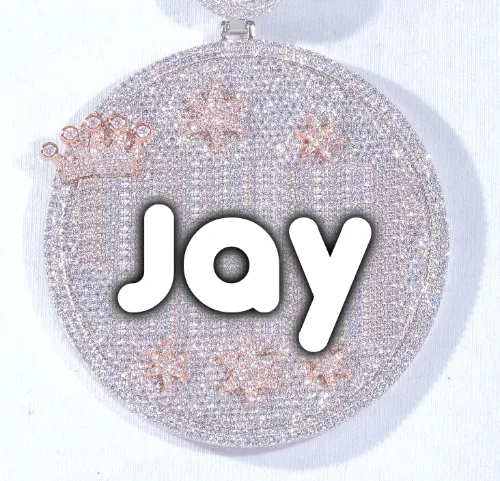 CUSTOM LETTER NECKLACE 3D BIG CROWN DISC sold by The GUU Shop