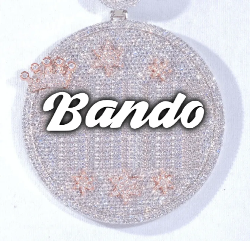 CUSTOM LETTER NECKLACE 3D BIG CROWN DISC sold by The GUU Shop